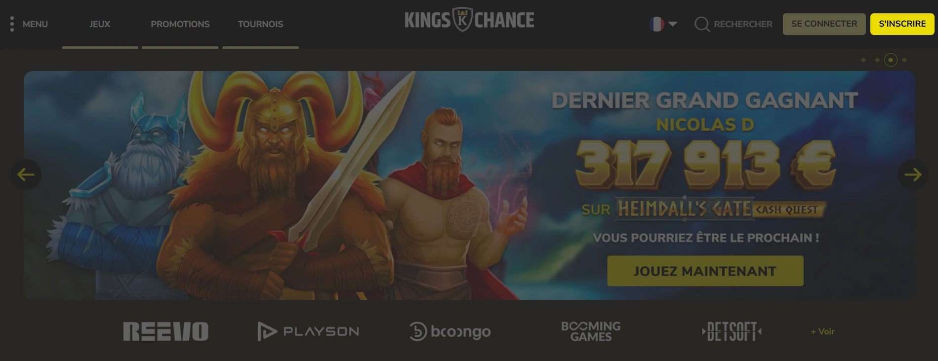 bouton d'inscription sur Kings Chance