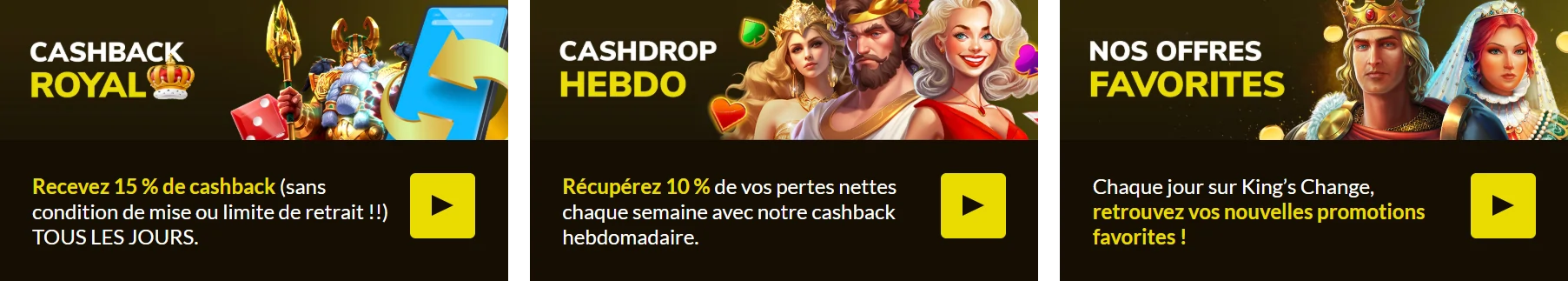 bonus réguliers et promotions sur Kings Chance